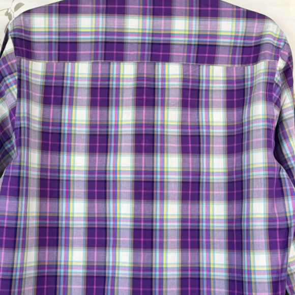 Tallia Mens Purple Plaid Collard Button Up Dress Up Shirt Sz. Medium M 15 1/2 - Picture 12 of 13